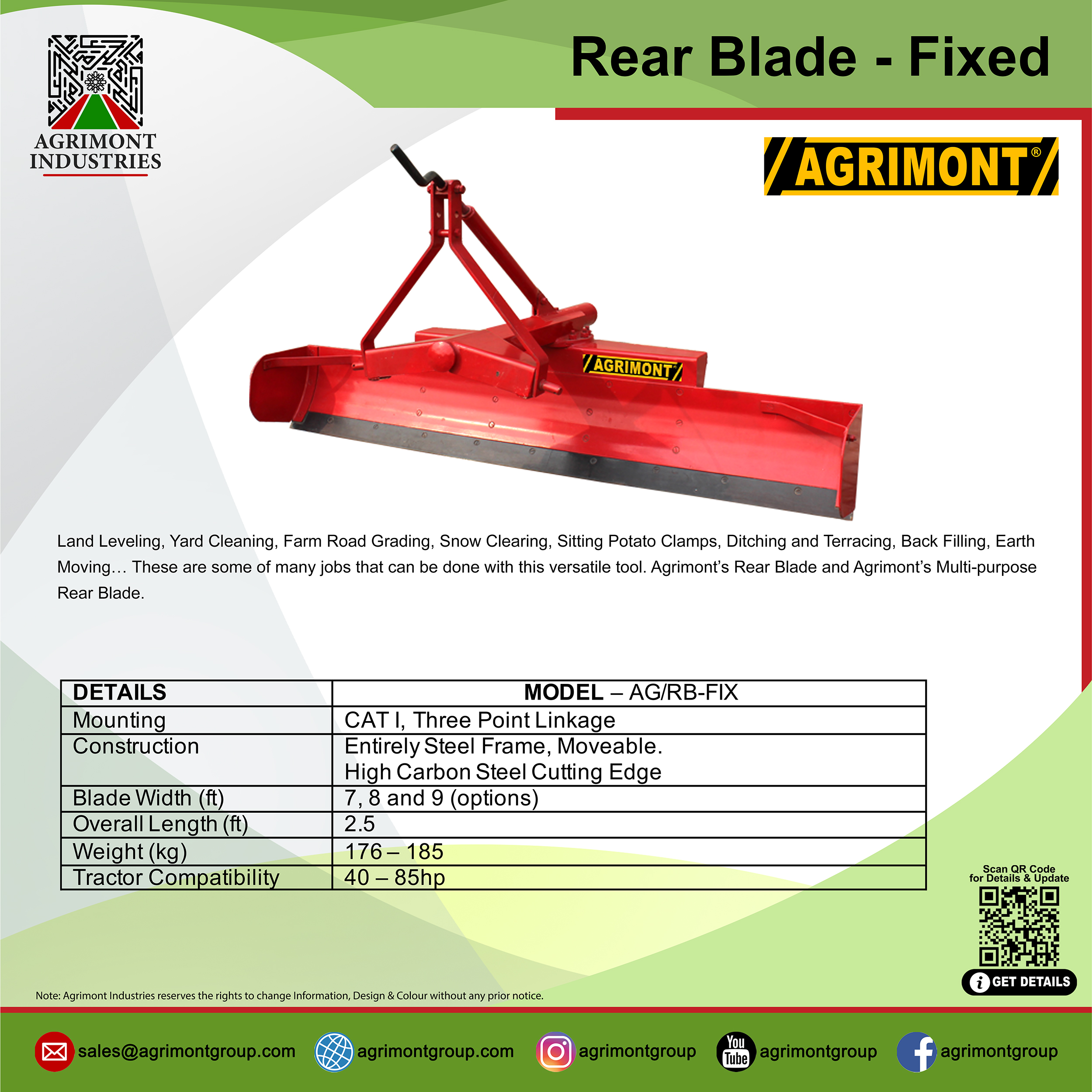 Lemiesz tylny stały (Fixed Rear Blade) – oryginalna plansza producenta Agrimont
